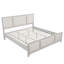 Structure de lit avec tête de lit tapissier en bois massif et tissu beige, sans sommier tapissier, style campagne moderne-133238210