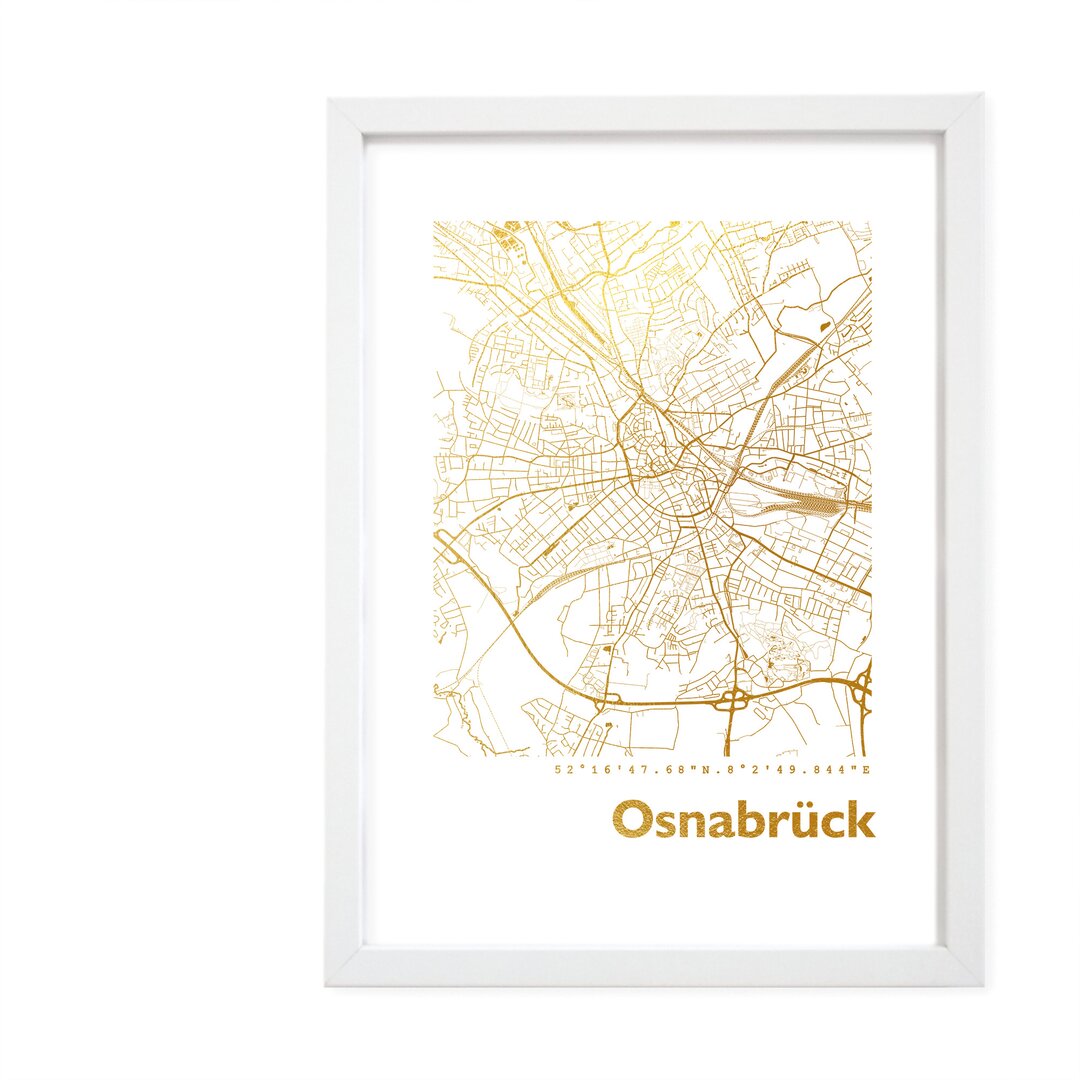 Gerahmtes Papierbild - Grafikdruck â€žOsnabrÃ¼ck Mapâ€�