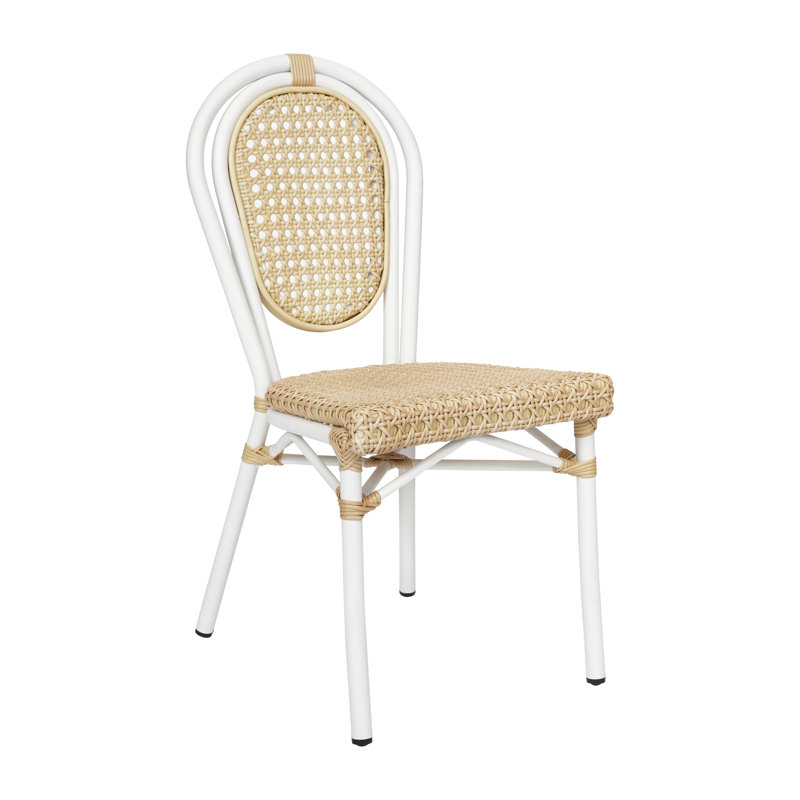 Chiles Indoor/Outdoor Commercial Thonet Bistro Stacking Chair, White/Tan