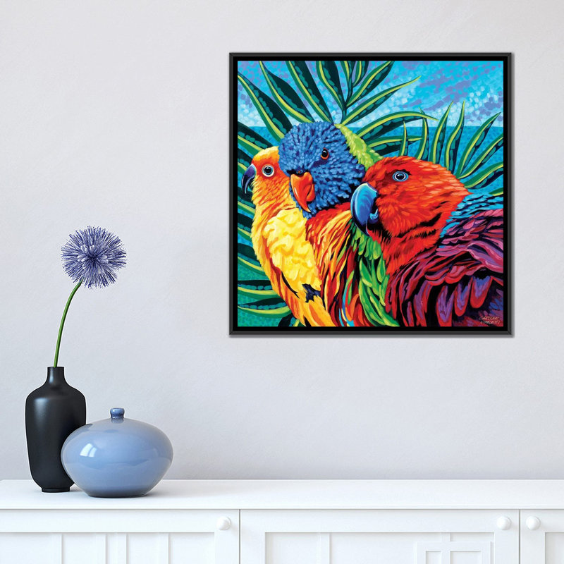 «Birds in Paradise I», reproduction d'impression sur toile tendue, H 12 po x l 12 po x P 1,5 po, Toile tendue, Pas de tapis