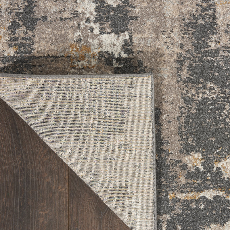 Modernist Gray Abstract 8' x 10' Synthetic Area Rug
