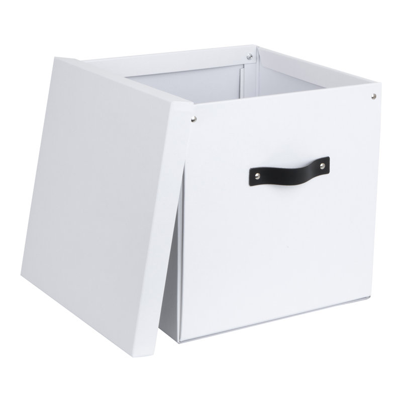 Bigso Logan Storage Box KD | Storage Cubes with Lid for Shelves, White
