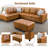 Elsiana 3 Piece Faux Leather Modular Living Room Set, Leather Couch Set-701566405-701566412
