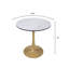 Table de salle à manger ronde avec plateau en pierre frittée et base de piédestal en acier pour 2 à 4 personnes dans la cuisine et la salle à manger-413644445-413644444