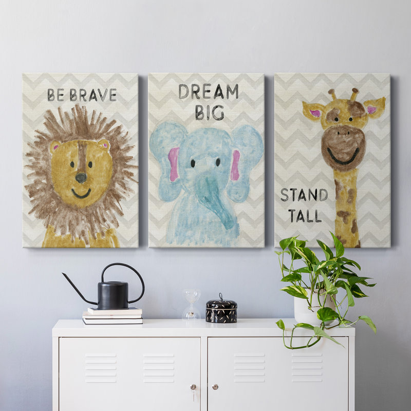 Safari Stand Tall - ensemble de 3 reproductions d'art sur toile tendue, H 48 po x l 96 po x P 1 po