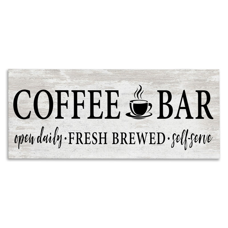 Coffee Bar Cafe Rustic Sign Canvas Wall Art by Lettered and Lined, 13" H x 30" W x 1.5" D
