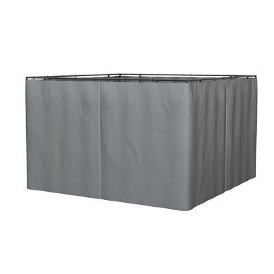 10' X 12' Universal Gazebo Sidewall, Gray Curtain With Zipper And Securing Straps, Fits Most Gazebos Outdoor Curtains, Easy Installation Blocks Buzz Sunlight