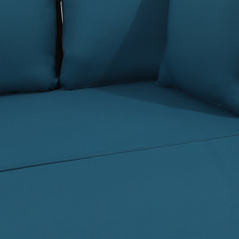 Canapé de patio avec coussins Kamita, Gris, Bleu sarcelle / bleu sarcelle foncé