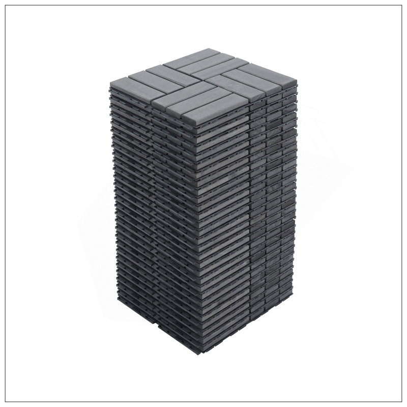 30 PCS Interlocking Deck Tiles, Checker Pattern, 12/, Gray