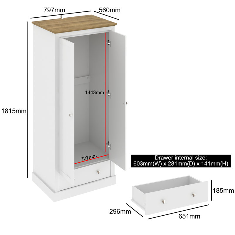 Baltras 2 Door Manufactured Wood Wardrobe, White