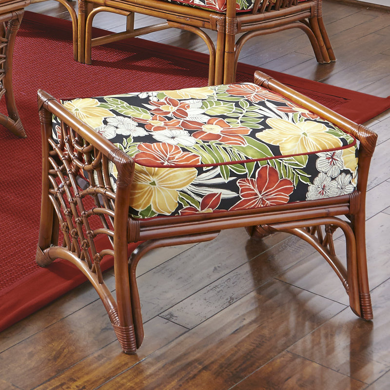 Rainey Upholstered Ottoman, Clemens Noir Red