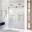 Porte de douche coulissante simple sans cadre l 56 à 60 po x H 72 po - verre trempé transparent de 5/16 po (8 mm), conception de dérivation avec finition or brossé-122862329