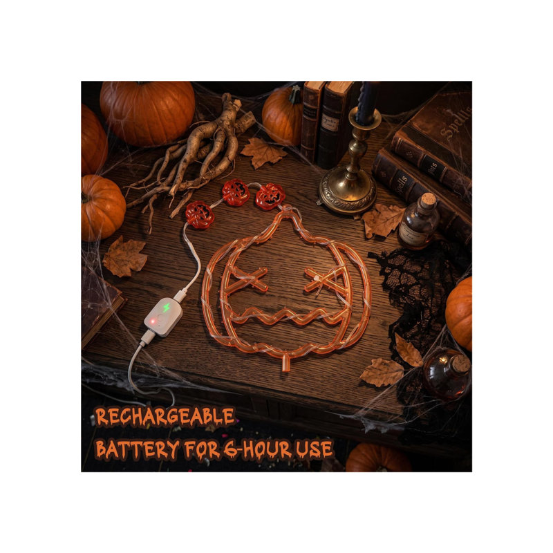 Feux d'Halloween rechargeables: enseigne chauve-souris citrouille d'Halloween