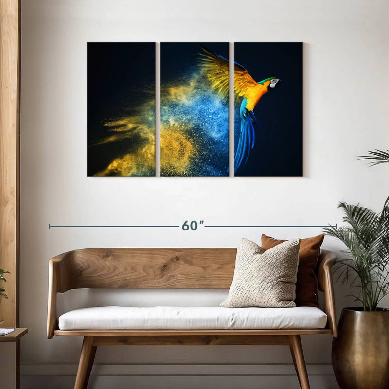 Colorful Parrot, 28" H x 45" W