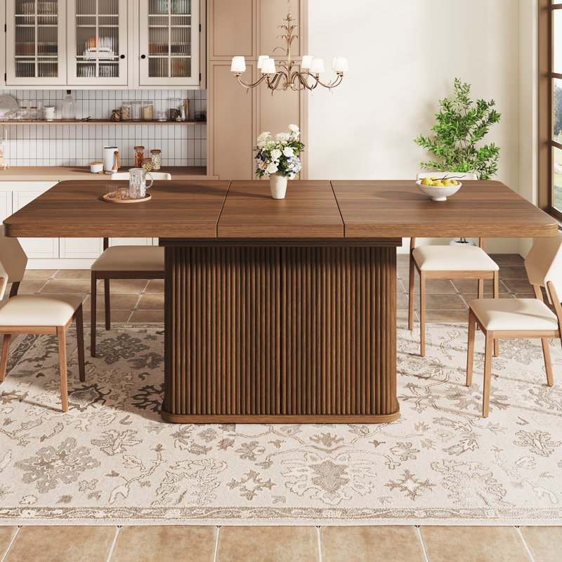 Extendable Dining Table 140–180cm with Hidden Storage & Vertical Relief Legs, Brown