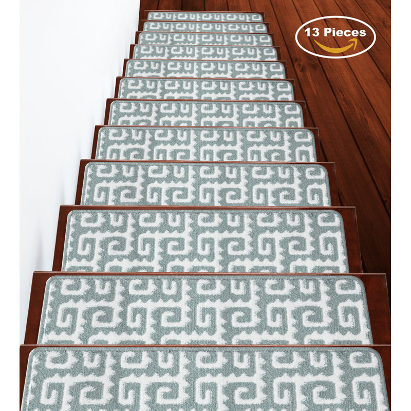 tapis d'escalier doux et vibrant en treillis Kohan, Turquoise