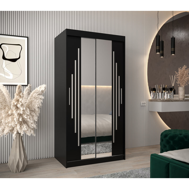 Abduh 2 Door Manufactured Wood Wardrobe, Black Matt