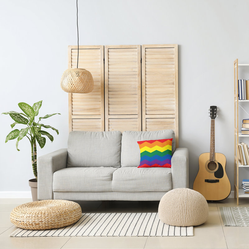 Coussin décoratif à chevrons, H 16 po x l 16 po, Arc-en-ciel