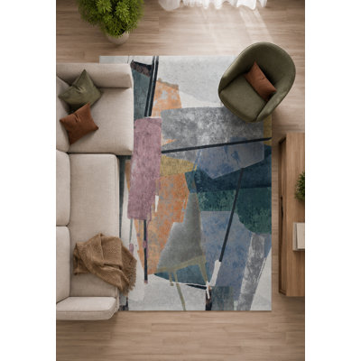 Tapis argenté touffeté à motif abstrait Ayjah