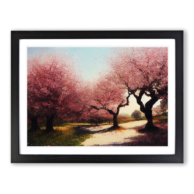 Sparkling Cherry Blossom Trees - Framed Print, Black, 25cm H x 34cm W x 2cm D