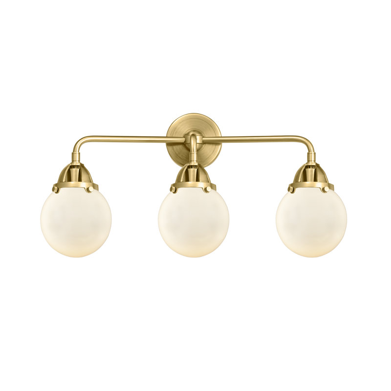Éclairage pour meuble-lavabo de salle de bain 3 lumières 24 "Shacon 2 Beacon 6", Blanc mat, DEL, Or satiné