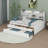 Brona Full Size Wooden Captain Bed with Built-in Bookshelves, Three Storage Drawers and Trundle-546103504