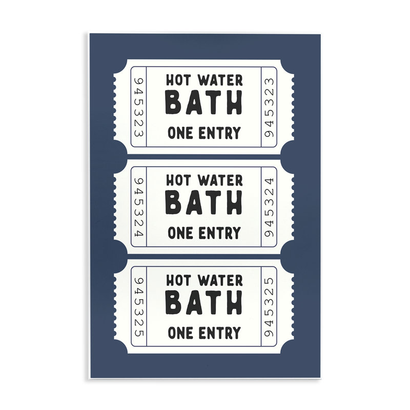 Plaque murale bleu marine pour billets de bain, signée lettrée et doublée, H 19 po x l 13 po