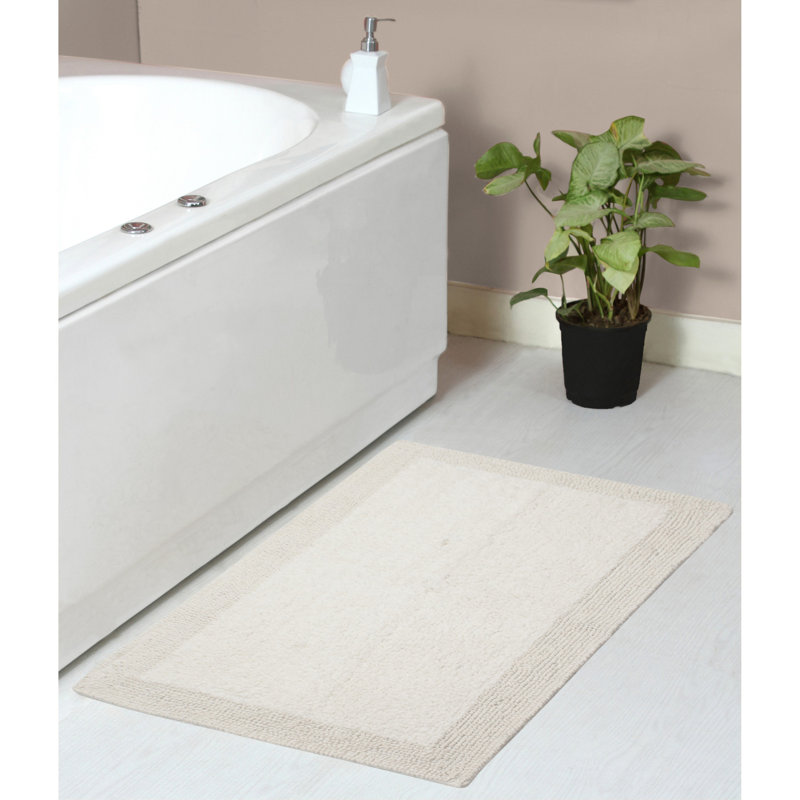 Tapis de bain réversible de couleur unie BRUSS, Ivoire ivoire, L 21 po x L 34 po