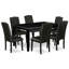 Ensemble de table de salle à manger 7 pièces composé d'une table de cuisine rectangulaire et de 6 chaises Parson en similicuir noir-497765836-409655178-409655181
