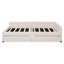 Grand lit plateforme tapissier avec tissu en lin, 2 tiroirs de rangement et port USB intégré, beige-118775631