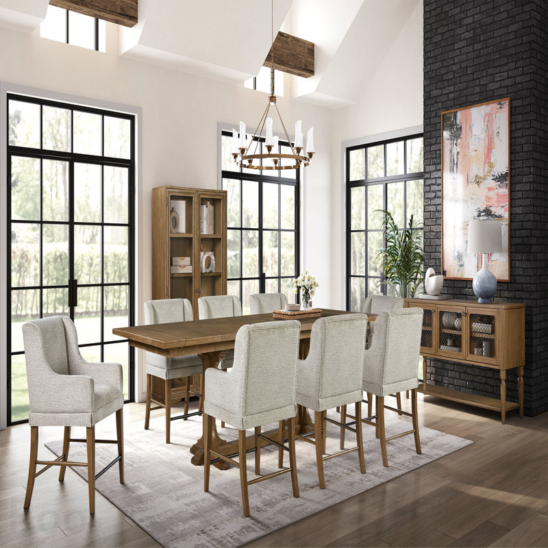 Counter Height Trestle Table - Almond