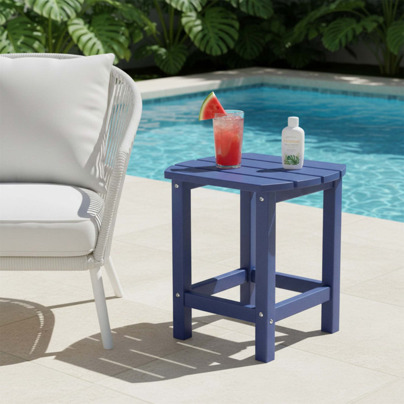Table d'appoint d'extérieur carrée en PEHD durable Adirondack, résistante aux intempéries et facile à entretenir pour le patio et le jardin