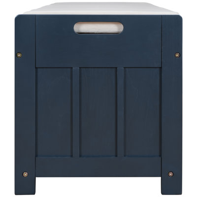 TREXM Storage Bench with 3 Shutter-Shaped Doors, Gray Wash