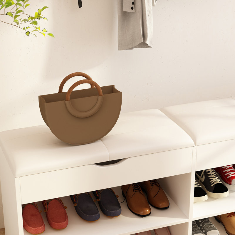 Cathina 47" Storage Bench with Padded Seat and Hidden Compartment, Shoe Rack Organizer for Entryway or Mudroom
