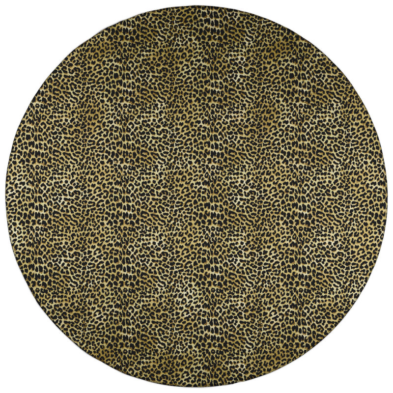 Tapis brun tissé à la machine Preciliano, Rond 8 pi x 8 pi