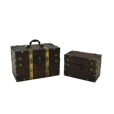 Ensemble de boîtes à sangles en cuivre avec coin en métal, ensemble de 2