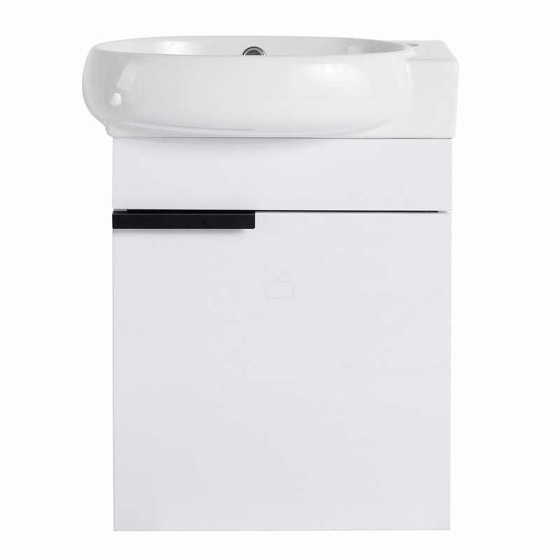 Meuble-lavabo à fermeture en douceur avec lavabo, Blanc