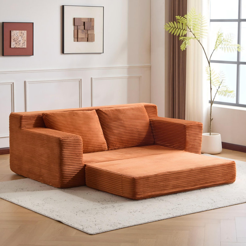 Comfortable Deep Seat Sofa Bed, Orange