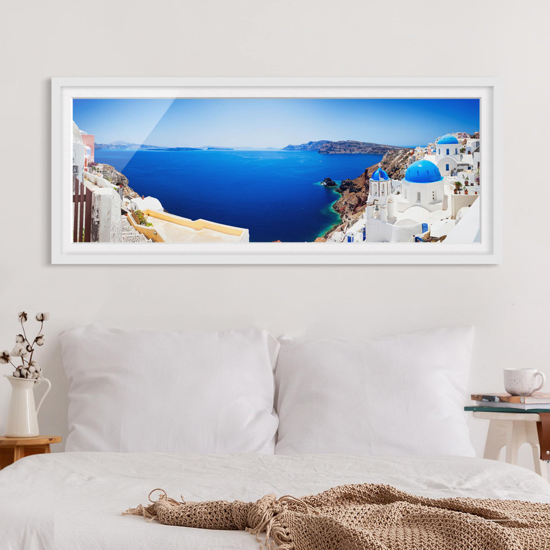 Bild mit Rahmen - Blick über Santorini - Panorama Landschaft - B