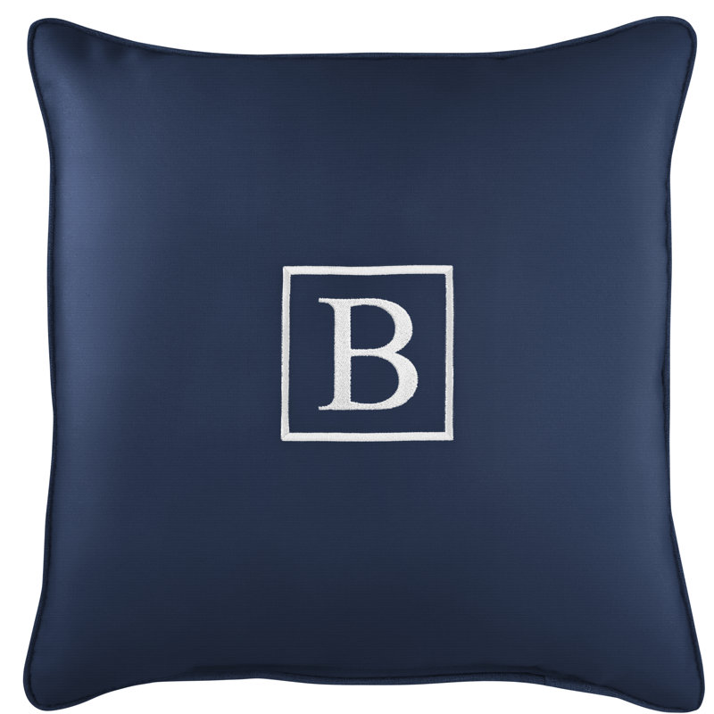 Kettil Embroidered Sunbrella® Outdoor Throw Pillow, Canvas Navy Sunbrella® Canvas, B