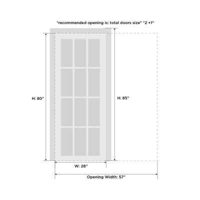 Porte coulissante à galandage avec vitrage transparent 3 carreaux Lucia 2555 Blanc Soie Ensemble de garnitures Rail Quincaillerie Bois massif Intérieur Chambre Portes robustes - 28 po x 80 po