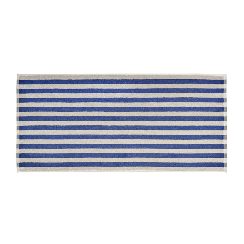 100% Cotton Hand Towel, Moonbeam/Mazarine Blue Wide Stripe