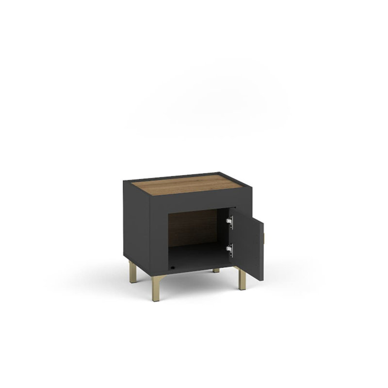 Paikea 48cm W Manufactured Wood Bedside Table, Black