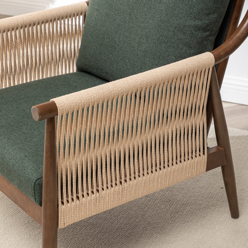 Cofield Upholstered Solid Wood Accent Chair, Green