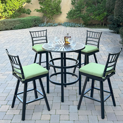 Aluminum 5-Piece Patio Bar Set with Cushion