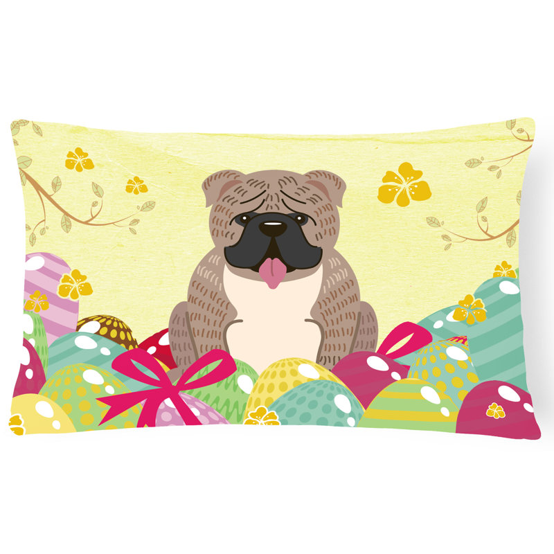 Coussin lombaire rectangulaire anglais bouledogue de pâques, Gris