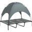 Lit surélevé gris pour animaux de compagnie, 48 pouces, avec optimisation du débit d'air et lit à baldaquin portable 48 "gris, tissu