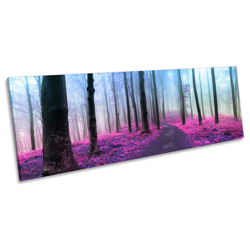 Purple Forest Misty - Wrapped Canvas Panoramic Print, 30.48cm H x 91.44cm W x 2cm D