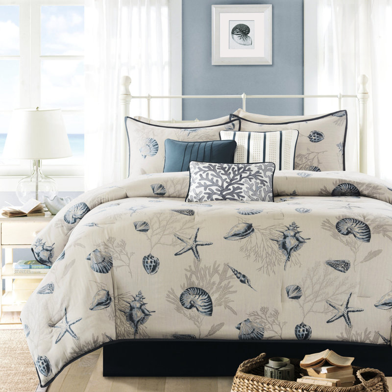 Édredon bleu pour très grand lit - Motif décoratif 100% coton