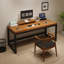 Bureau rectangulaire brun et noir en bois massif et fer-316095351